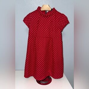 Bella Bliss red wool blend dress with white polka dots, size 8